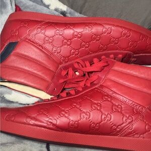 Gucci Red Leather Sneakers